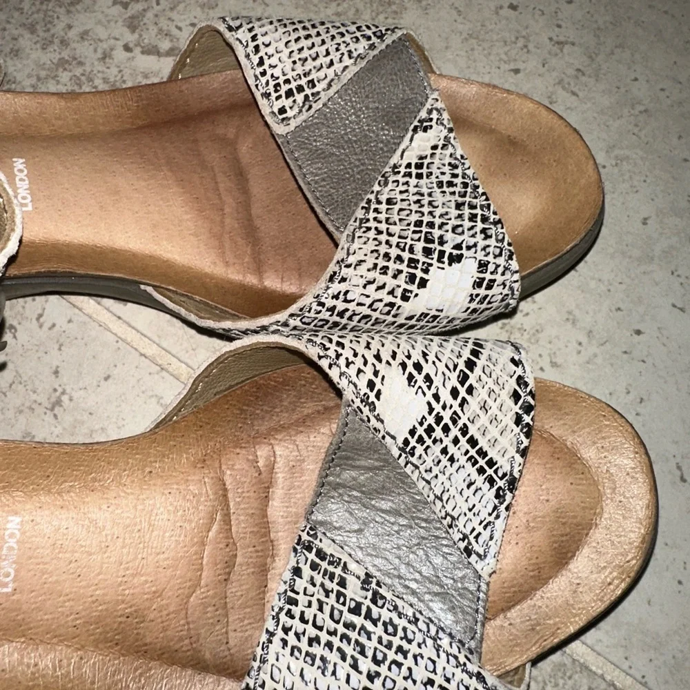 Fly London Snake Print Leather Wedge Sandals Comfort Platform EU‎ 41 US 10